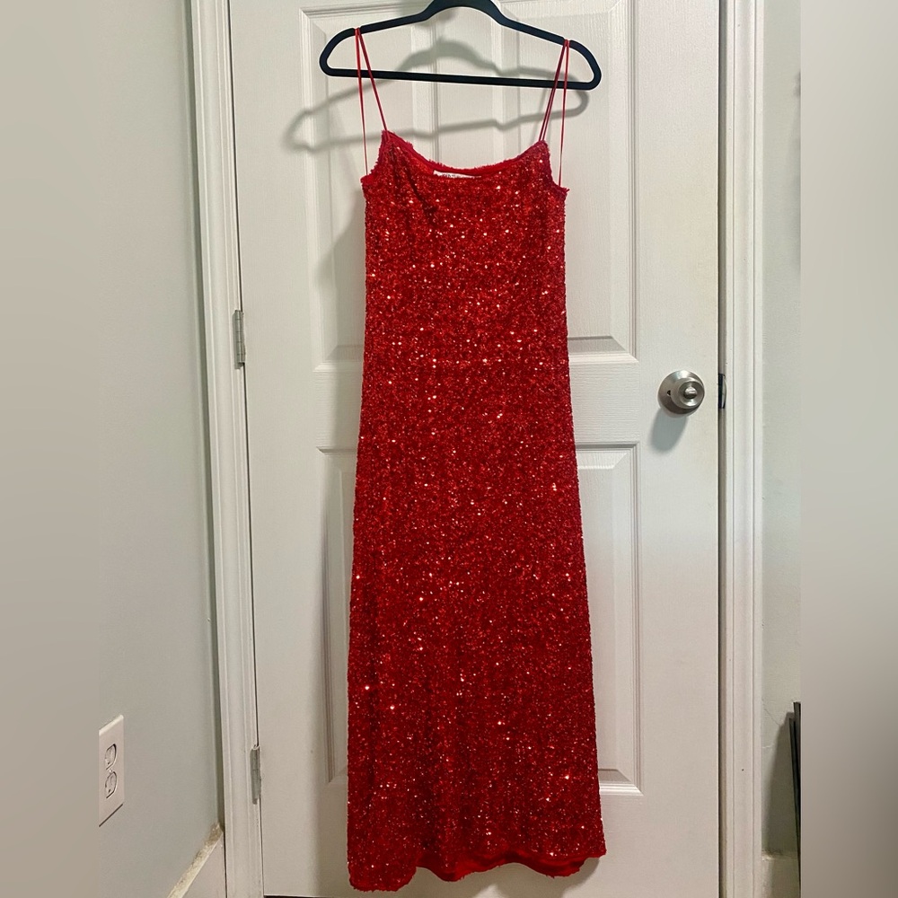 Zara red sequin maxi dress - slinky, sexy, gorgeous